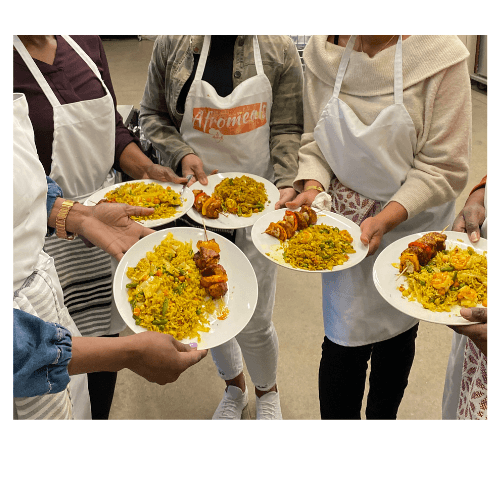 People showing their prepared food